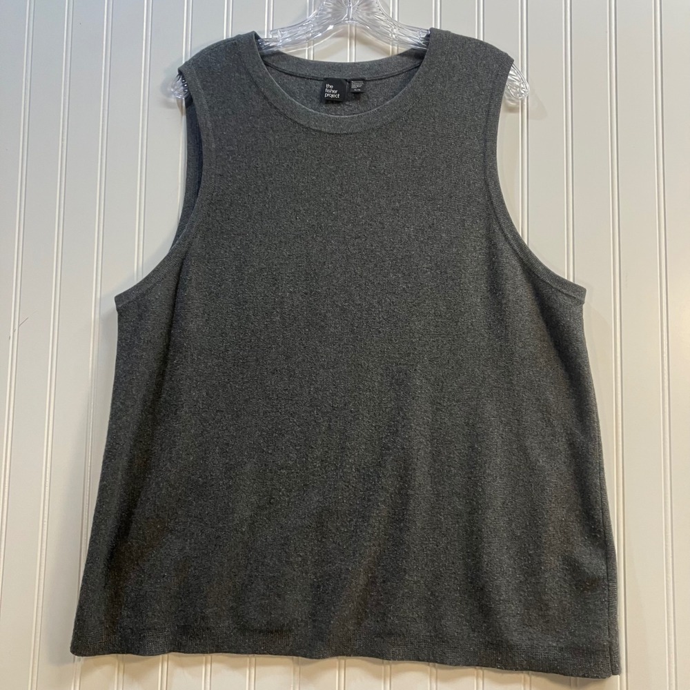 Eileen Fisher The Fisher Project Gray 100% Wool Knit Tank Top XL Italian Yarn